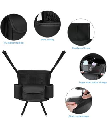 Adiwo Car Organizer: PU Leather Seat Storage Bag - Black | Durable Console Organizer for Liner, Pets, Children | Front Seat Purse Holder - Buy Online on SooperMarket.com