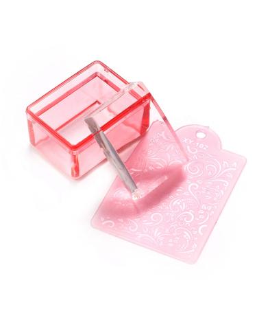 Nail art stickers for women party decor square stamp easy to clean print picture transparent silicone nail scrap nail polish manicure plate for women-pink