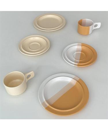 Serving Plates Dessert Plate Simple Round Tableware Beige Breakfast Plate Dinner Salad Plate Kitchen Restaurant Cafe Simple Plain Plate for Appetizer Dinner and Desserts - Buy Online on SooperMarket.com