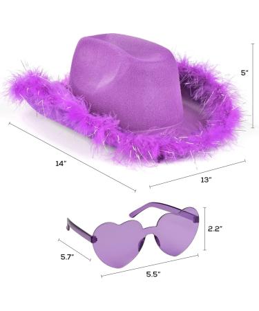 Funcredible Purple Cowgirl Hat with Glasses | Western Rodeo Costume Accessories for Women, Girls, and Kids - Buy Online on SooperMarket.com