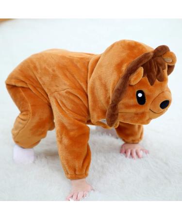 Cooky.D Unisex Winter Animal Hooded Baby Romper | Brown | 6-12 Months - Buy Online on SooperMarket.com