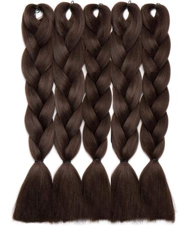 Jumbo Braiding Hair Extensions Colorful Synthetic Hair for DIY Crochet Box Braids Ombre 1Pc 24inch Dark Brown - Buy Online on SooperMarket.com
