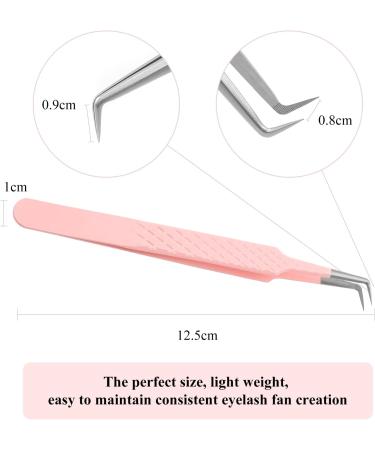 Tweezers for Eyelash Extension Professional Pink Stainless Steel Curved Tip Professional Eyelash Tweezers Striped FADVAN(90 Bend Shape) 90 Bend Shape Pink - Buy Online on SooperMarket.com