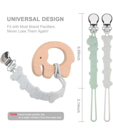 Kowlone Koala Bear Silicone Dummy Clip Set - Teething Pacifier Holder for Boys and Girls (Green Grey) - Buy Online on SooperMarket.com