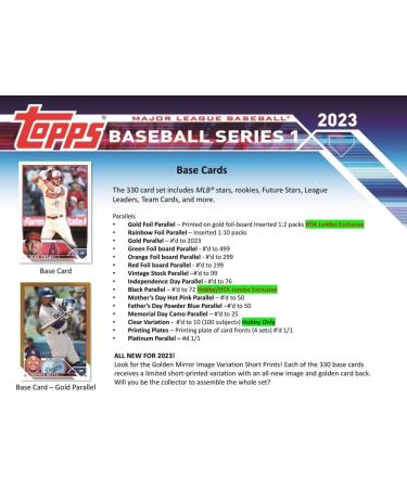 2023 Topps Series 1 Baseball Hobby Box - 24 Packs/14 Cards - Auto or Mem Card Included - Silver Pack Bonus - Buy Online on SooperMarket.com