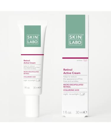 SkinLabo Retinol Active Cream Reduces Irritation and Appearance of Fine Lines Anti-Wrinkle Action with Microencapsulated Retinol Hyaluronic Acid - 30 ml New Version