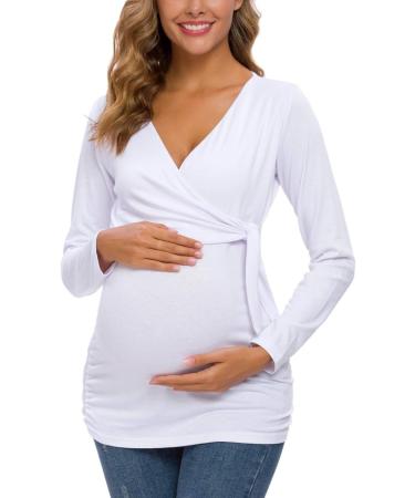 Love2Mi Maternity Nursing Top - Long Sleeve V-Neck XL White - Buy Online on SooperMarket.com