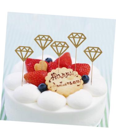 AOKWAWALIY 50pcs Wedding Decoration Diamond Shaped Cupcake Picks Cupcake Diamond Topper Cake Topper Diamond Glitter Diamond Wedding Ceremony Decorations Fruit Happy Birthday Bride Golden medium - Buy Online on SooperMarket.com