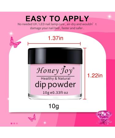 Honey Joy Dip Powder Nail Kit Starter Set - 4 Colors Hot Pink Glitter Dipping Powder Liquid with Base Top Coat Activator - Nail Art Manicure Salon DIY - No LED Lamp Needed - Dip-7pcs-01 - Buy Online on SooperMarket.com