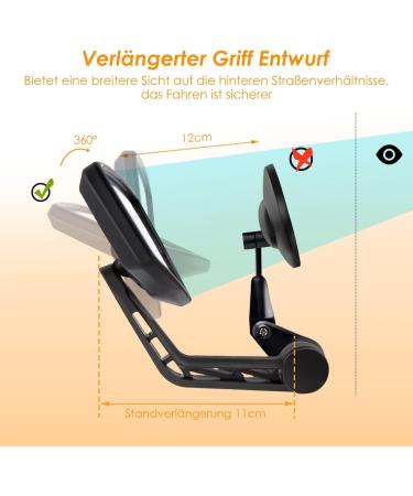 Arkham Bike Mirror - HD Real Glass Extra Large Left Handlebar (15-20mm) for E-Bikes - Premium Square Bicycle Back Mirror - Buy Online on SooperMarket.com