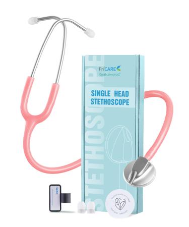 FriCARE Pink Single Head Stethoscope - Stethoscopes for Nurses Medical Nursing School Students - Estetoscopio Supplies for Study StethoMedic Essentials Ideal for Blood Pressure Monitoring 30 inch Pearl Pink