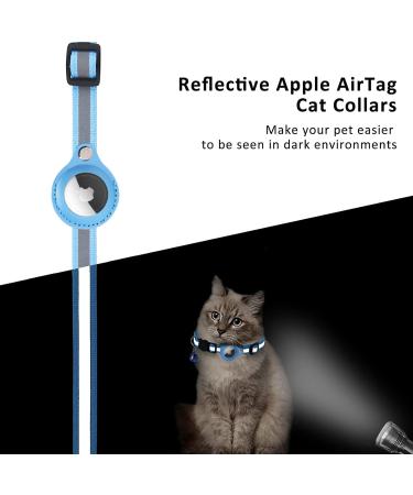 KOLACEN Reflective AirTag Cat Collar GPS Cat Collar with Adjustable AirTag Holder Bell Breakaway Buckle Compatible with Apple AirTag Anti-Lost Cat Tracker Collar for Cats Kittens Small Dogs (Blue) - Buy Online on SooperMarket.com