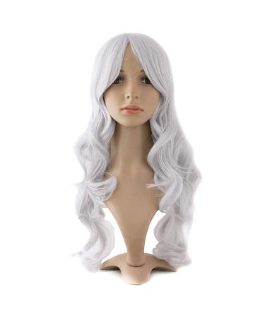 MapofBeauty Charming Synthetic Fiber Long Wavy Hair Wig Women's Party Full Wigs (Silver Grey)