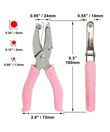 CheeMuii 3 Pieces Metal Handheld Paper Punch Single-Hole Tag Punch Set with Plastic Handle for Circle Holes for DIY Craft Tag Silver - Buy Online on SooperMarket.com