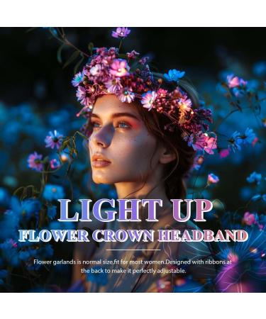 Zoestar Light Up Flower Crown Headband LED Hair Wreath Headbands Bridal Floral Headpiece Festival Party Hair Accessories for Women and Girls (Colorful Standard Size) - Buy Online on SooperMarket.com
