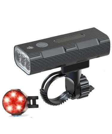 Bright Bike Lights, 4000 Lumen Bicycle Light, Rechargeable Cycling Bike Light Front and Back with Taillight, Waterproof Bicycle Headlight Flashlight for Night Riding