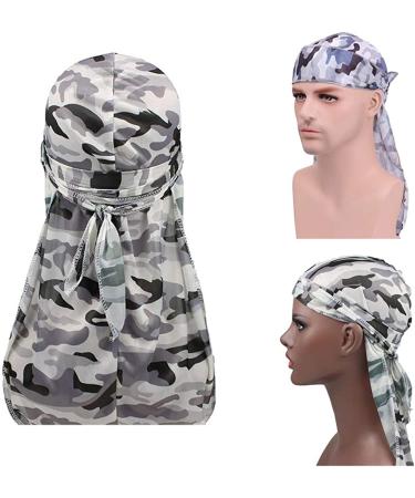 Premium Military Camouflage Silky Durags (3-Pack) - Long Tail Doo Rag for 360 Waves Men - Buy Online on SooperMarket.com