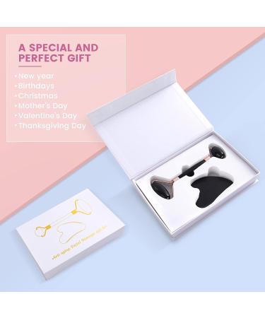ZEEBA Natural Jade Face Roller and Gua Sha Set for Beauty Skin Care - Black - Buy Online on SooperMarket.com