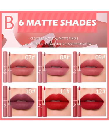 Buy 6 Colours Matte Liquid Lipstick Set B | Long Lasting Waterproof Lip Gloss & Nourishing Color Lip Glaze for Women - International Shipping - Buy Online on SooperMarket.com
