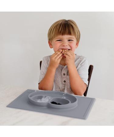 ezpz Happy Mat (Gray) - New Version | 100% Silicone Suction Plate for Toddlers | Divided Plate - Dishwasher Safe - Buy Online on SooperMarket.com