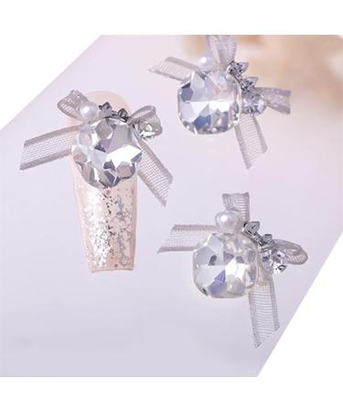 3pcs Nail Art With Rhinestones Organza Bowknot Fingernail Decoration For Salon Home Use Nail Accessories Kit - Buy Online on SooperMarket.com
