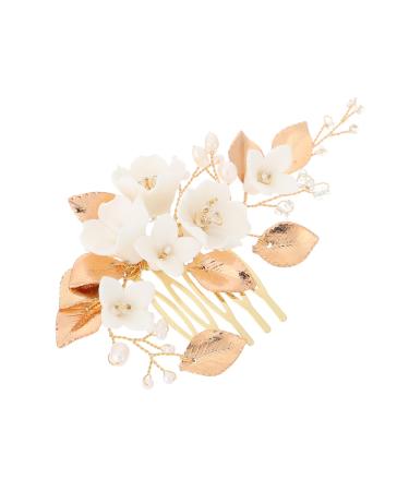 IMIKEYA 1pc White Bridal Comb Bride Hair Comb Rhinestone Headpiece Bride Headpiece Pearl Clips for Hair U- Shaped Flower Hair Clips Flower Hair Accessories Women's Wedding Alloy Ceramics