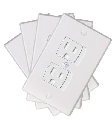 Ziz Home Self-Closing Childproof Outlet Covers | 4 Pack | White | Universal Electric Outlet Cover - Baby Proof Kit - Child Safety Wall Socket Plug - Durable ABS Plastic - Protection | Proofing