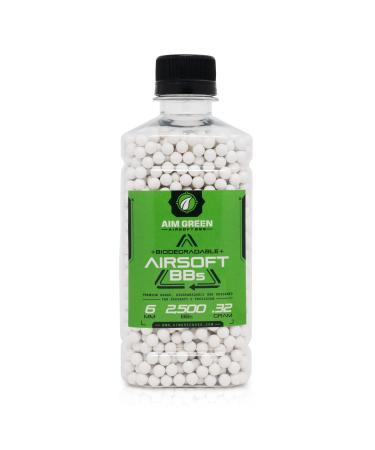 Aim Green Biodegradable Airsoft BBS, Premium-Grade 6mm Airsoft BBS .32g 2,500 Count