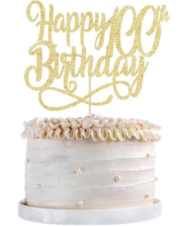 Qertesl Gold Glitter Happy 100th Birthday Cake Topper Cheers to 100 Years happy 100th Birthday Cake Topper 100th Anniversary Cake Topper men and women 100 years old happy birthday Party Decoration Gold100 - Buy Online on SooperMarket.com