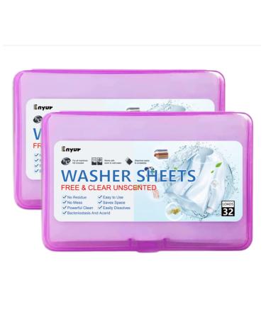 Travel Laundry Detergent Sheets Fresh Scent Easy to Use More Convenient than Liquids Powders Pods and Pacs Enyur washer sheets - 64 Loads / 2pack 1 Count (Pack of 64)