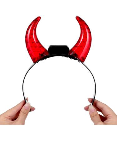 minkissy LED Devil Horns Headband Red Light up Hairband Luminous Demon Horns Head Boppers Carnival Costume Headwear for Kids Adults Cosplay Dress up Party Favors Supplies - Buy Online on SooperMarket.com