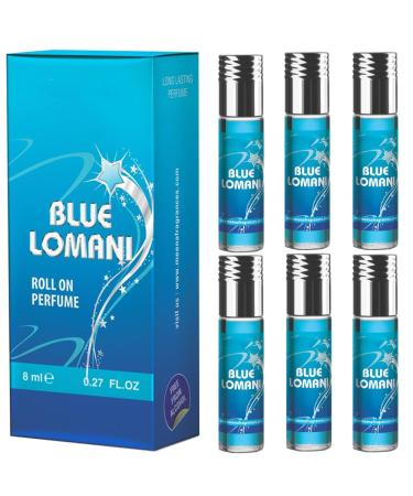 BlueQueen Fragrances Blue Lomani Roll On Perfume Attar Alcohol Free Long Lasting Perfume for Women and Men | Hypoallergenic Travel Size - 8Ml - Pack of 6