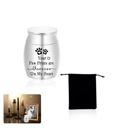 Small Cremation Urns for Ashes Stainless Steel Memorial Keepsake Mini Funeral Urn for Human and Pet Ashes with Velvet Bag No Longer By My Side But Forever In My Heart" (Silver)