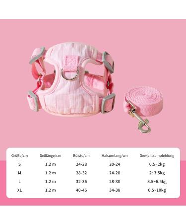 Fueegue Cat Harness & Leash - Escape Proof Adjustable Soft Bubble Mesh for Cats & Dogs - Pink S - Buy Online on SooperMarket.com