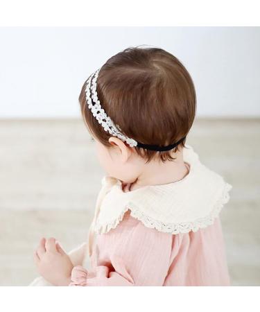 COUXILY Baby Girls Lace Flower Headband - 4 Pack Faux Leather Elastic Hairbands for Newborns & Toddlers - Perfect for Everyday & Special Occasions - Buy Online on SooperMarket.com