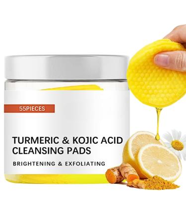 Turmeric Kojic Acid Cleansing Pads Kojic Acid And Turmeric Pads for Unclog Pores Kojic Acid Pads Fade Dark Spot Turmeric Face Exfoliating Pads Reduce Dullness Balance Skin Oil 55Pads