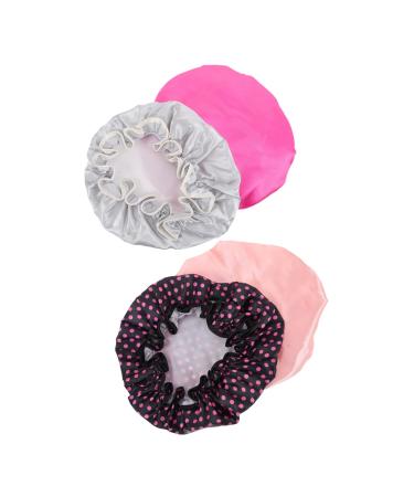 Healeved 4pcs Shower Cap Ladies Hats Satin Lined Turbans for Women Womens Shower Caps Washable Shower Cap Flower Pattern Shower Cap Sleeping Hair Bonnet Hair Care Caps Sleeping Caps Make up 27X27X10CM Assorted Color C
