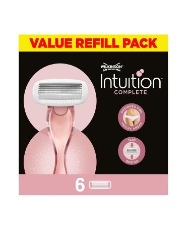 WILKINSON SWORD - Intuition Complete Blades For Women | Pack of 6 Razor Blade Refills | Skin Protect Gel with Smooth Glide