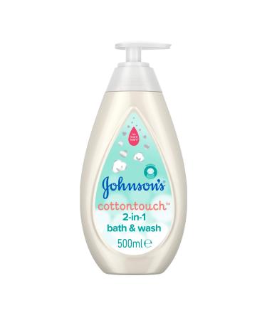 Johnson's Baby Cotton Touch 2-in-1 Bath & Wash 500ml Gentle New-born Hair And Body Wash Blended With Real Cotton PH Balanced Sensitive Skin 500 ml (Pack of 1)