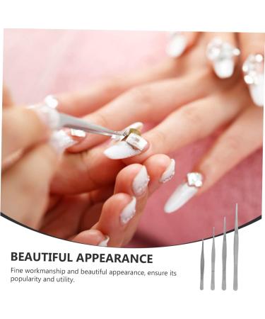Beavorty 4pcs Tweezers Set - Jigsaw Round Head Stainless Steel Clips for Precision Work - Ideal for Crafting & DIY - Buy Online on SooperMarket.com