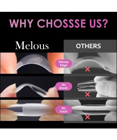 Short Almond Soft Gel Nail Tips - 600PCS Pre Buff Full Cover Half Matte Clear Fake Nails | Melous - Buy Online on SooperMarket.com