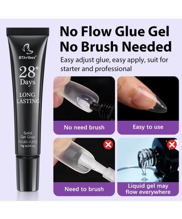 Buy Bartbox Squoval Short Nail Tips & Glue Gel Kit - 300 Soft Gel Nail Tips Set with Mini UV Lamp & Quick Gel Glue - Perfect for Nail Extensions - Buy Online on SooperMarket.com
