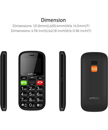 Artfone CS181 Senior Cell Phone - Large Button Dual SIM Mobile with Emergency Button | Contract-Free GSM Phone for Seniors | Includes Black Charger - Buy Online on SooperMarket.com