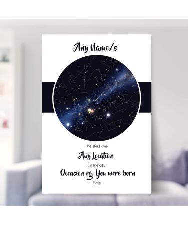 Personalized Sky/Star Map Print: Unique Gift for Birth, Christening, Mother's Day, Father's Day - Custom Night Sky Poster for Any Location - Picture/Print Only - Buy Online on SooperMarket.com