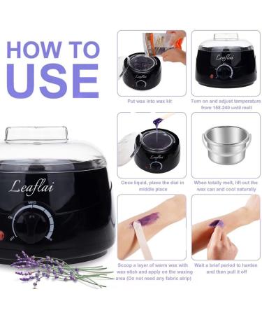 Waxing Kit for Hair Removal - Wax Warmer with 4 Hard Wax Beans, 10 Applicators Sticks, Bikini & Armpit Area, Full Body - Men/Women - Buy Online on SooperMarket.com