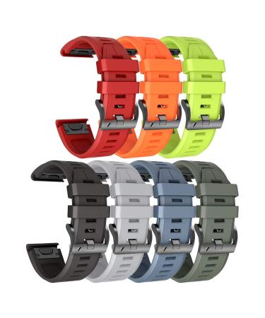 ANCOOL Compatible with Garmin Fenix 5X Plus Band 26mm Easy Fit Silicone Watch Strap Wristbands Replacement for Fenix 7X/Fenix 6X Pro/Fenix 6X/D2 Delta PX/Tactix Delta/Descent Mk2 (Pack of 7) 7PCS Pack