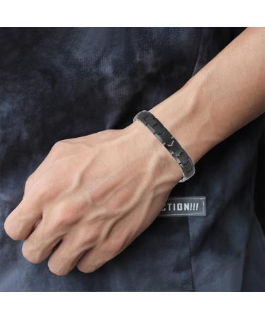 Men's Pure Titanium Magnetic Bracelets - Double Powerful Magnets, Eliminate Static Electricity - Black Bracelets - Buy Online on SooperMarket.com
