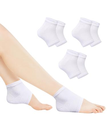 XAENA 3P Moisturizing Gel Heel Socks Cracked Gel Heel Socks Toeless Heel Repair Socks for Women (White)