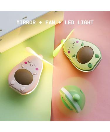 UNAGLAM Mini Avocado-Shaped Makeup Mirror with LED Light & Fan, USB-Rechargeable- Pink 2 - Buy Online on SooperMarket.com