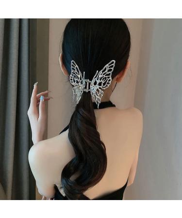 Large Sliver Butterfly Hair Clips - Strong Hold Hair Claw Clips for Women and Girls | Wedding, Prom, Party Wear Hair Accessories | Style 1 - Buy Online on SooperMarket.com